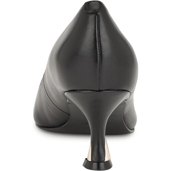 Nine West Womens Black 001 Leather Closed Pointed Toe Kitten Heels Pumps Shoes - Picture 4 of 7